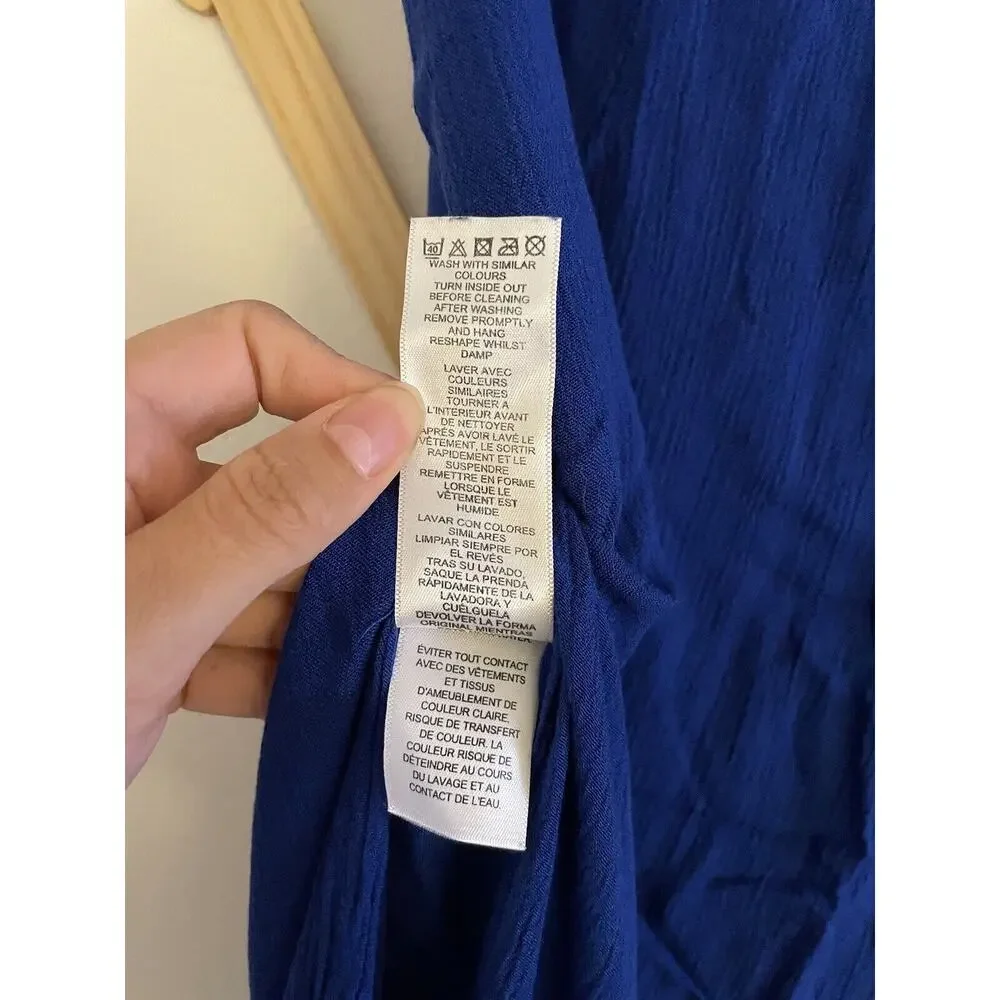 ASOS Maxi Skirt Women's 10 High Rise Cobalt Blue Slit Lined SIde ZIp - Picture 7 of 7